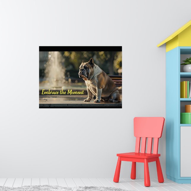 Urban Elegance: English Bulldog im Park Poster (Kinderzimmer 1)