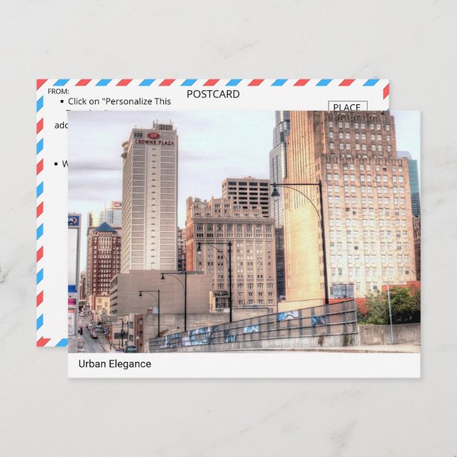 Urban Elegante: Downtown Skyline Postcard Postkarte (Vorne/Hinten)