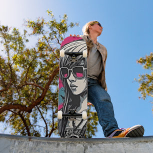 Urban Emo Girl Cyber Art Skateboard