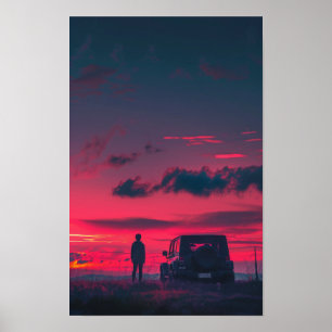 Urban Explorer Poster mit Person und SUV in PNG