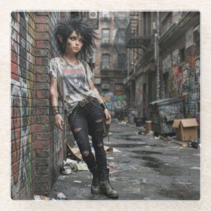 Urban Fantasy Cool Girl Achterbahn Glasuntersetzer