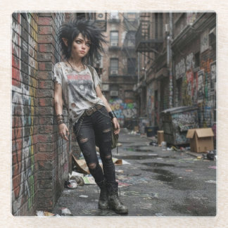 Urban Fantasy Cool Girl Achterbahn Glasuntersetzer
