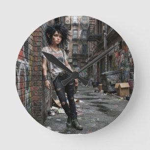 Urban Fantasy Cool Girl Rund Uhr