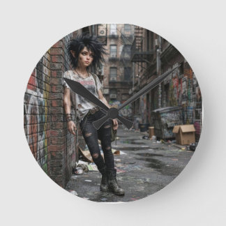 Urban Fantasy Cool Girl Rund Uhr