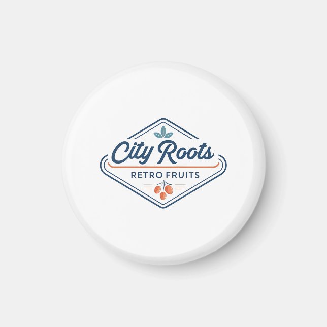 Urban Farming Retro-Früchte City Roots Magnet (Vorne)