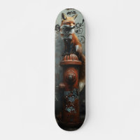Urban Fox on Fire Hydrant - Gritty Street Art