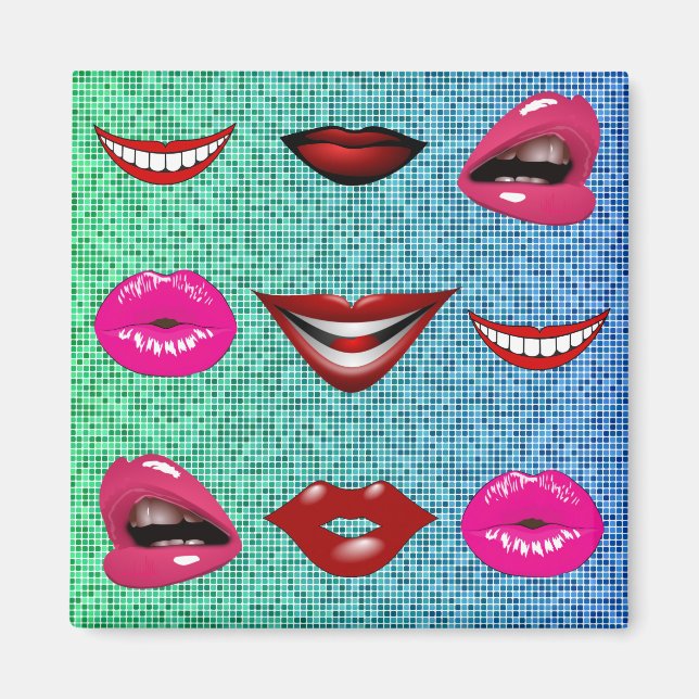 Urban Funky Angesagte Cool Lips Muster Magnet (Vorne)