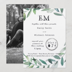 Urban Garden Charm - Rustikales Leaf Typeset Kraft Einladung