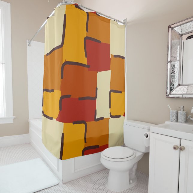 Urban Geo | Terra Warm | Hero Pattern Duschvorhang (Beispiel)