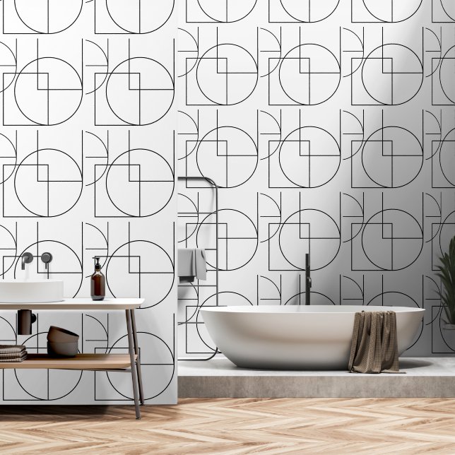 Urban Geometric Black and White Pattern Tapete (Badezimmer)