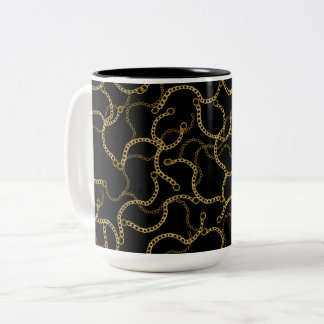 Urban Glam Gold Chains Pattern Zweifarbige Tasse