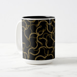 Urban Glam Goldketten-Muster Zweifarbige Tasse