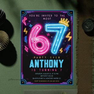 Urban Glow Street Art 7. Geburtstag   6 bis 7 Einladung