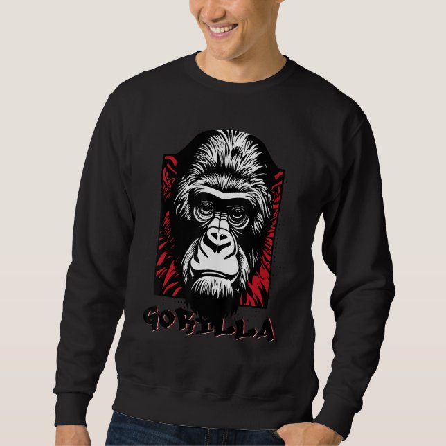 Urban Gorilla Ape Monkey Face  Graffiti Tattoo Sty Sweatshirt (Vorderseite)