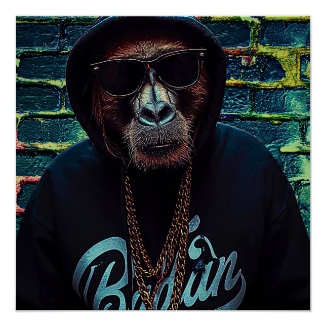 Urban Gorilla – Street Style Canvas Art Print Poster (Vorderseite)
