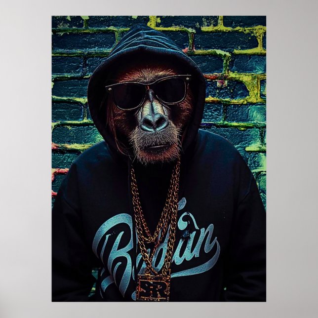 Urban Gorilla – Street Style Canvas Art Print Poster (Vorne)