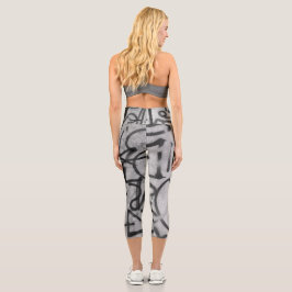 Urban Graffiti Gray Style Capri Leggings