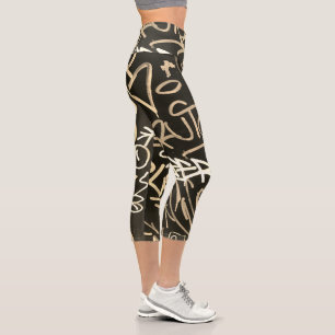 Urban Graffiti Sepia Style Capri Leggings