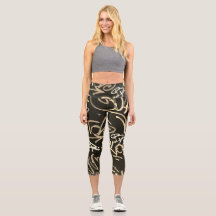 Urban Graffiti Sepia Style Capri Leggings
