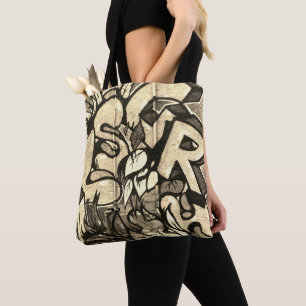 Urban Graffiti Sepia Style Tote Bag