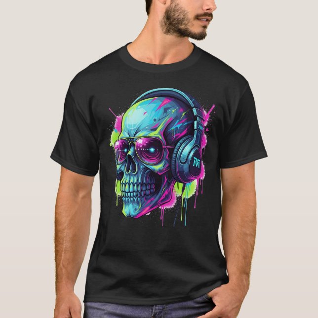 Urban Graffiti Skull DJ T-Shirt (Vorderseite)