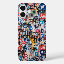 Urban Graffiti Social Media Collage iPhone 16 Plus Hülle