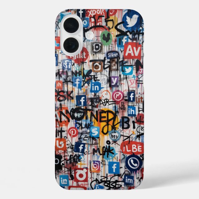 Urban Graffiti Social Media Collage Case-Mate iPhone Hülle (Rückseite)