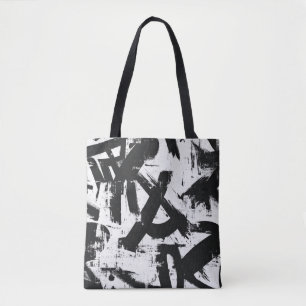 Urban Graffiti Tote Bag - Schwarzweiß Abstrakt