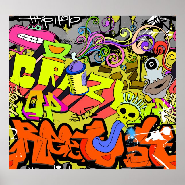 Urban Graffiti: Vintage Kunstmauer Poster (Vorne)