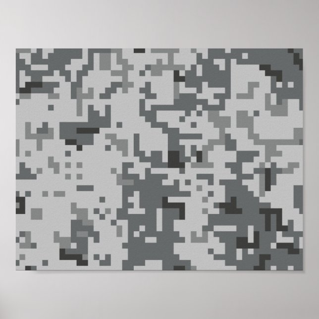 Urban-Grau-Pixel-Tarnmuster Poster (Vorne)