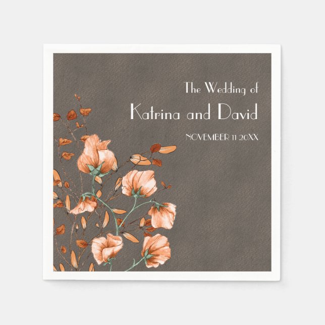 Urban Gray Rustic Burnt Orange Hochzeit im Herbst Serviette (Vorderseite)