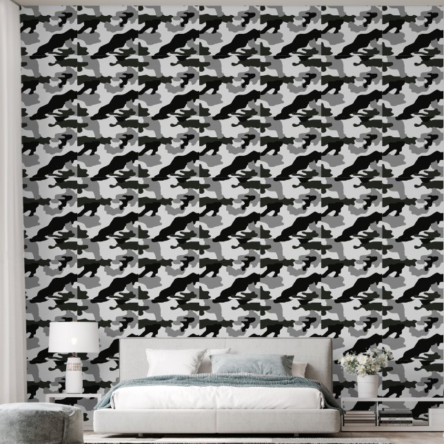 Urban Grey Camouflage Nr. 15 Print Tapete (Schlafzimmer)