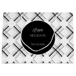 Urban Grey Tartan Muster mit schwarzer Geometrie Große Geschenktüte