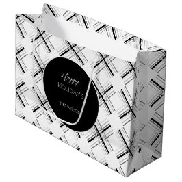 Urban Grey Tartan Muster mit schwarzer Geometrie Große Geschenktüte
