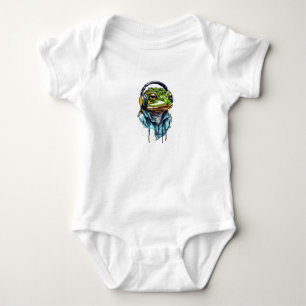 Urban Groove: Bunter Frosch mit Kopfhörern Baby Strampler