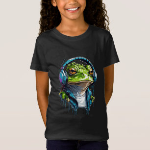 Urban Groove: Bunter Frosch mit Kopfhörern T-Shirt