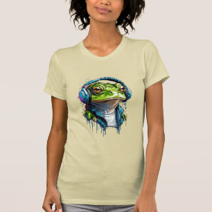 Urban Groove: Bunter Frosch mit Kopfhörern T-Shirt
