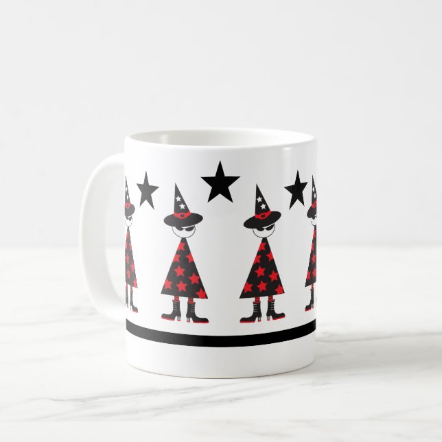 Urban Halloween Hexensternmuster Red Black Kaffeetasse (Vorderseite Links)