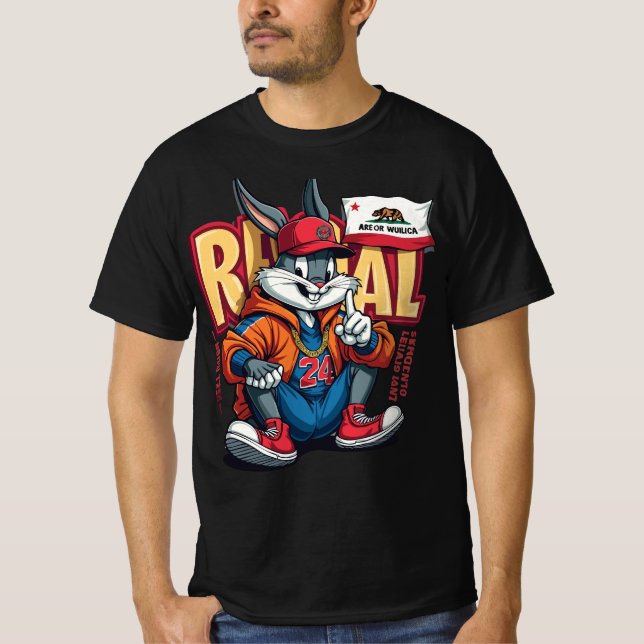 Urban Hare Vibes – Streetwise Bunny in Cali Style T-Shirt (Vorderseite)