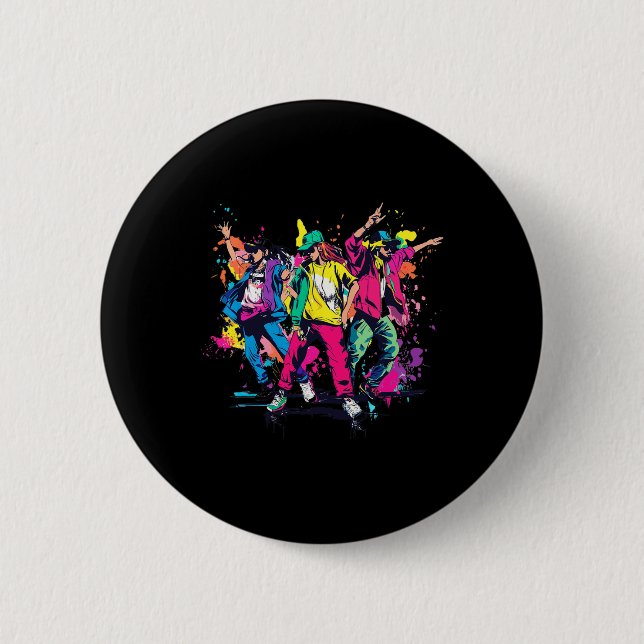 Urban Hip Hop Dancing Novelty Graffiti Grafik Button (Vorderseite)