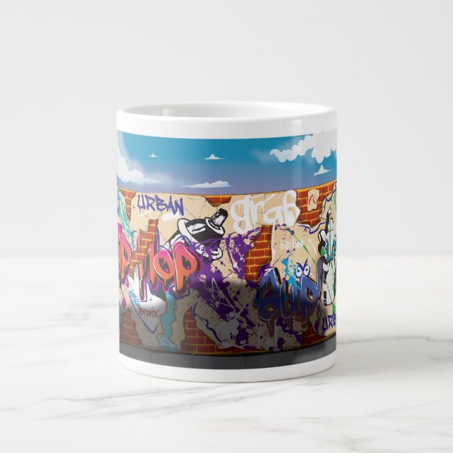 Urban Hip Hop Graffiti Wall. Jumbo-Tasse (Vorderseite)
