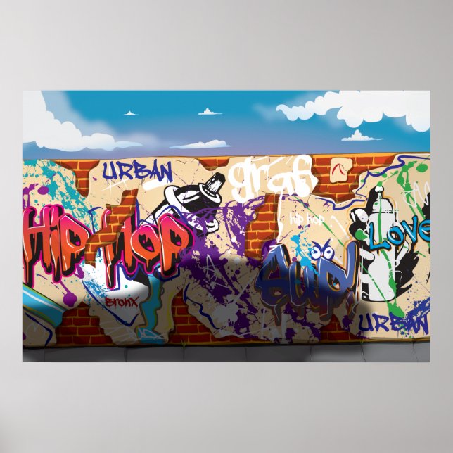 Urban Hip Hop Graffiti Wall. Poster (Vorne)