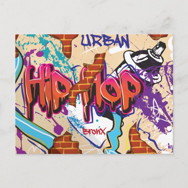Urban Hip Hop Graffiti Wall. Postkarte (Vorderseite)