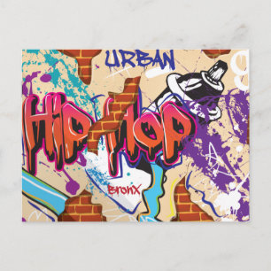 Urban Hip Hop Graffiti Wall. Postkarte
