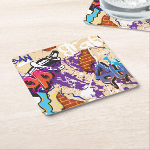 Urban Hip Hop Graffiti Wall. Rechteckiger Pappuntersetzer