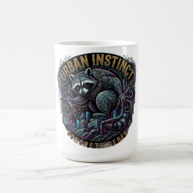 Urban Instinct Waschbär Langarmshirt Kaffeetasse (Mittel)