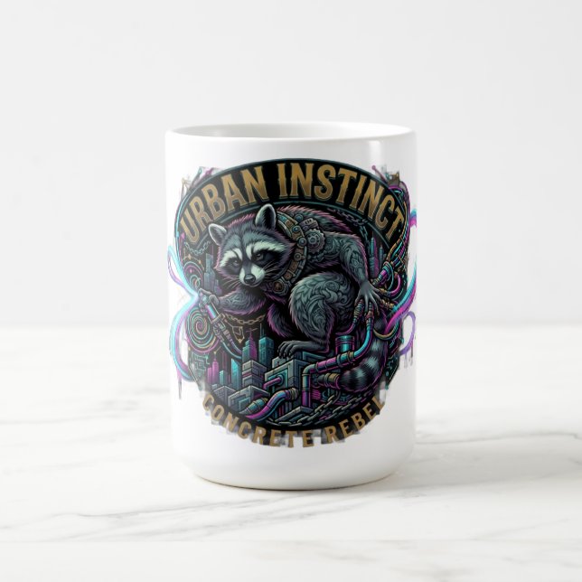Urban Instinct Waschbär Langarmshirt Kaffeetasse (Mittel)