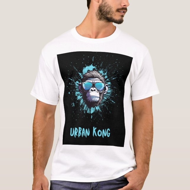 Urban Kong Gorilla Design – Blue & Black Streetwea T-Shirt (Vorderseite)
