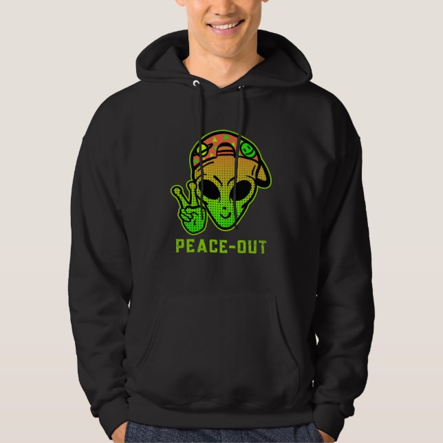 Urban Legend Alien Streetwear PEACE OUT Hoodie (Vorderseite)