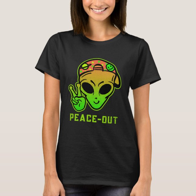 Urban Legend Alien Streetwear PEACE OUT T-Shirt (Vorderseite)